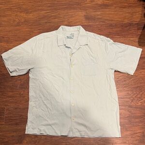 Tommy Bahama Light Blue Short Sleeve Button-Down Shirt- 100% Silk - Large